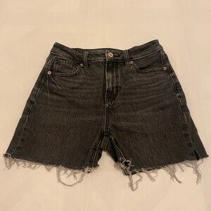 American Eagle Black Stretch Curvy Denim Mom Shorts Size 00
